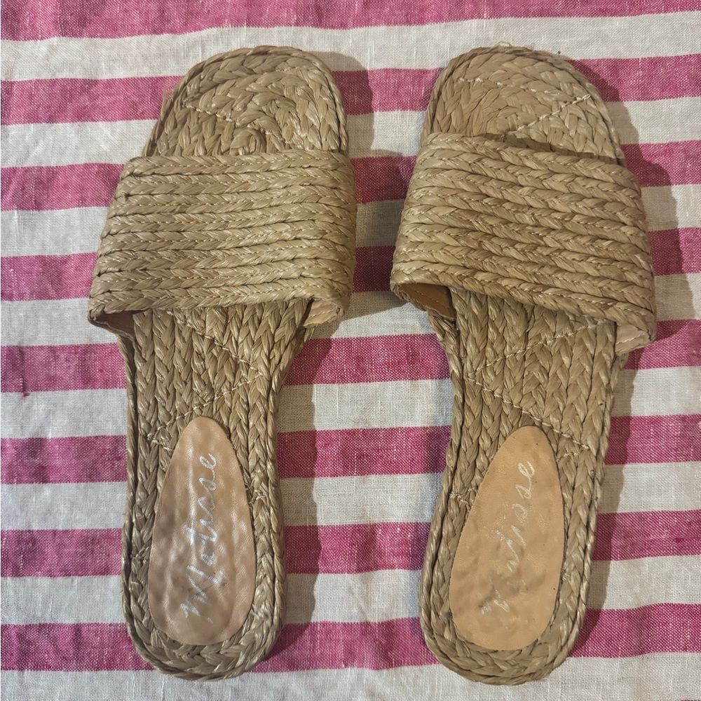 Matisse Tan Woven Slide Sandals